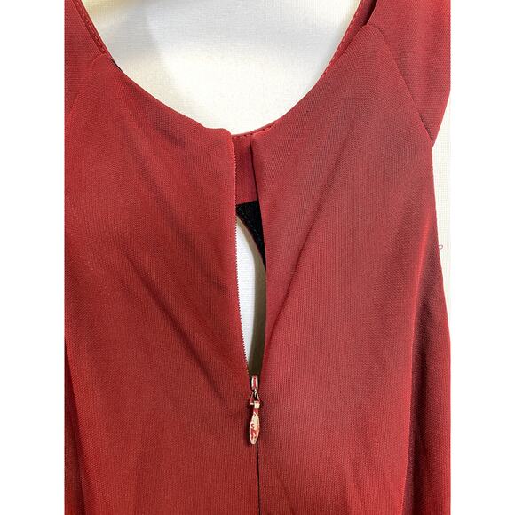 CUT25 Diamond Cutout Keyhole Halter Neck Bodycon Sheath Dress Red Size 2 - Picture 5 of 12